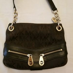 Michael Kors black canvas shoulder bag (small)